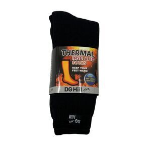 DG Hill Socks Mens 9-12 Black Thermal Insulated Winter Thick Warm Moisture Wick